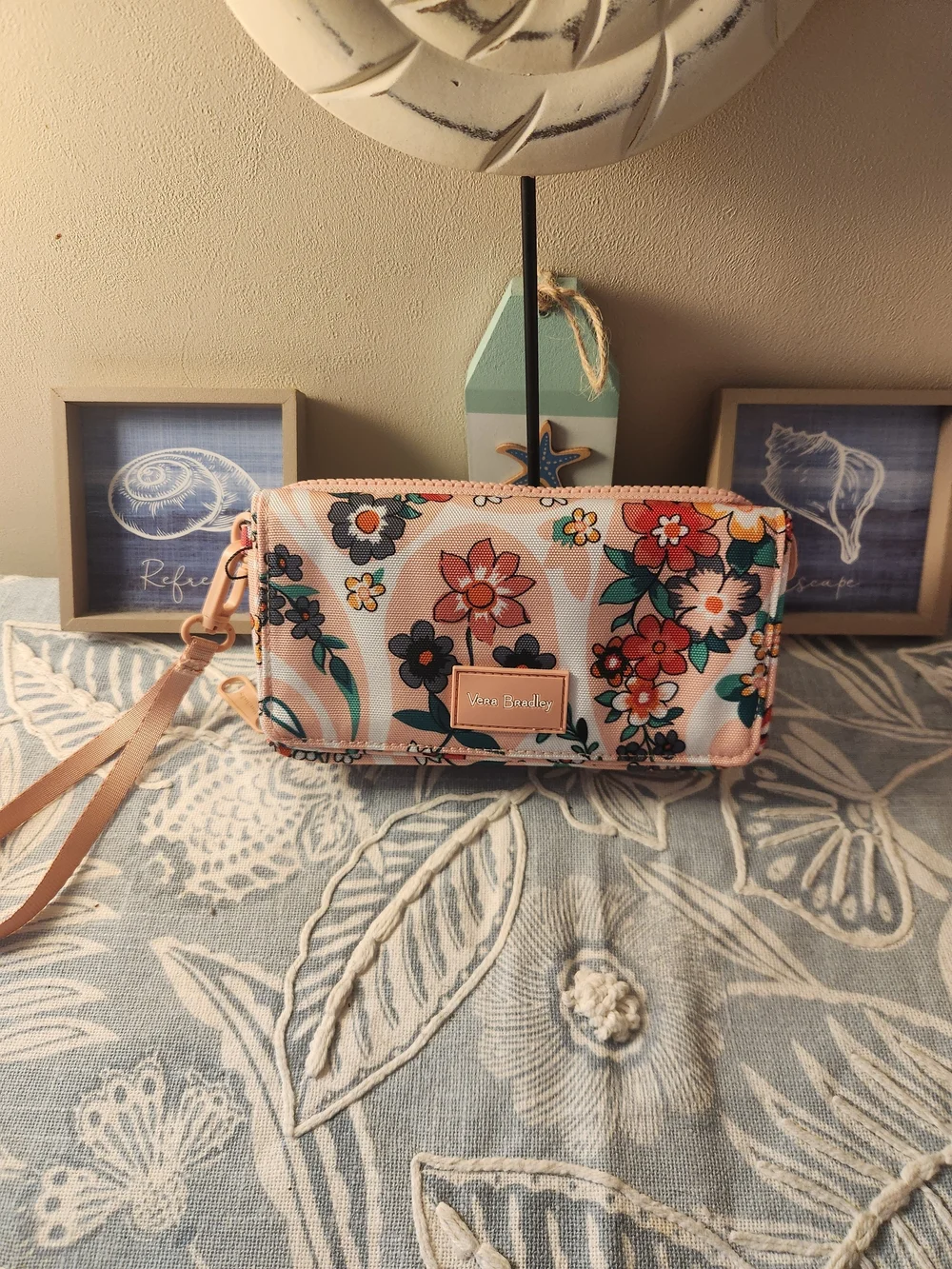 NWT!  Vera Bradley Pink Floral Crossbody Wallet
